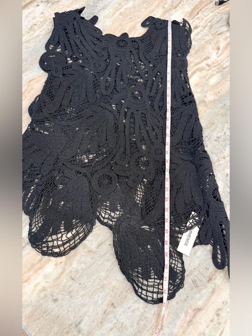 NWT Women’s COMMENSE black crocheted sweater top- Size Small - Picture 11 of 12